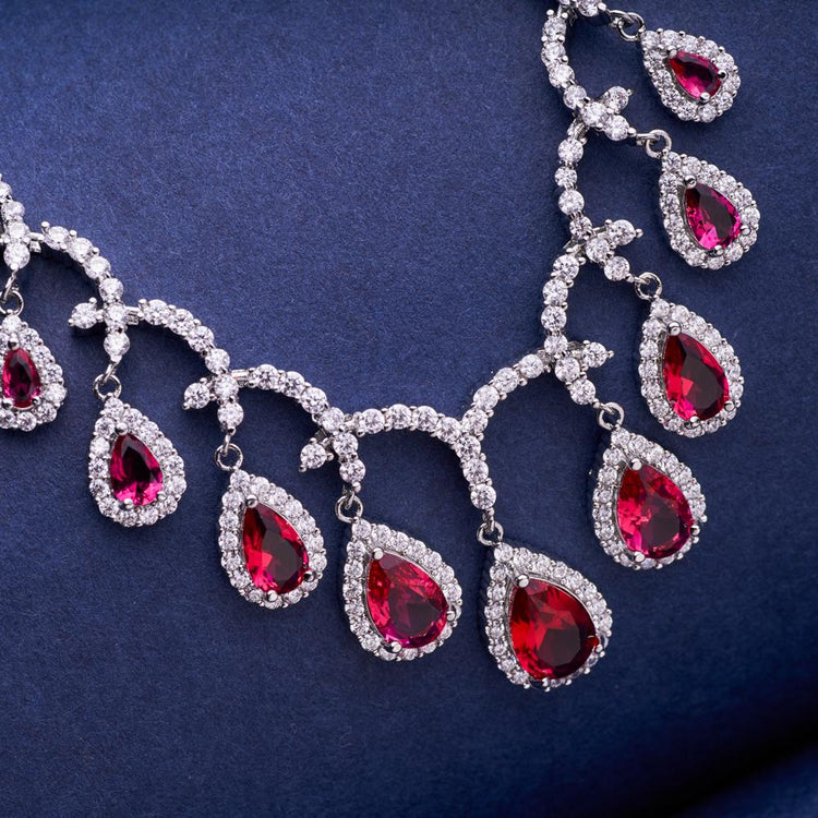 SS Created Ruby & Diamond Necklace - Quality Gold