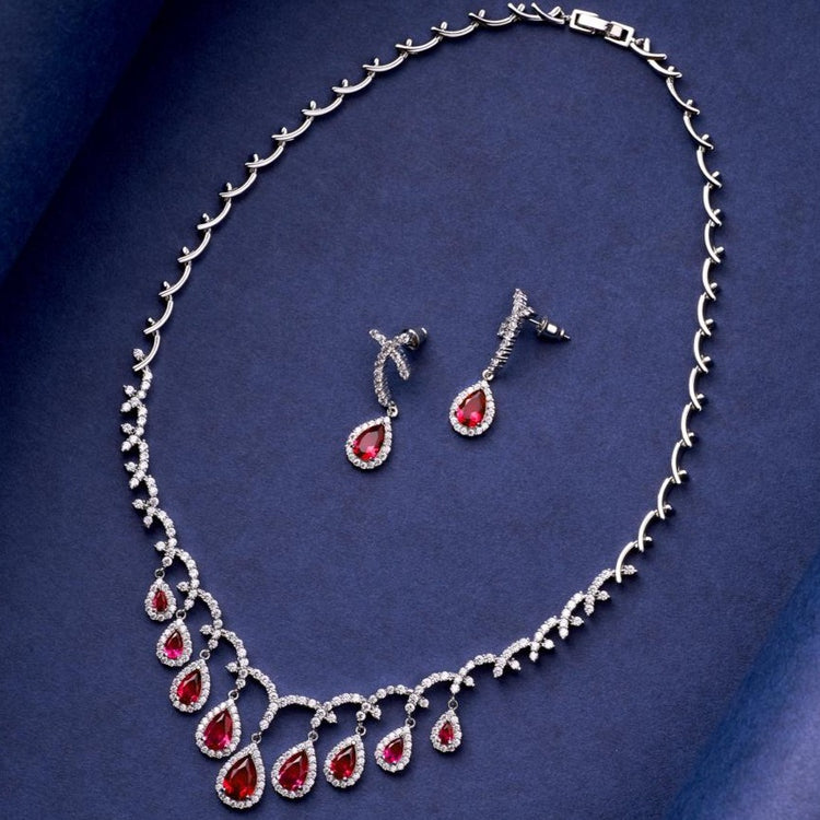 Melvina Red Necklace Set – I Jewels