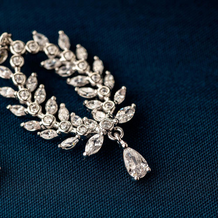 Youbella Jewellery Crystal Drop Earrings For Girls And Women Silver Blue   Ybear32064