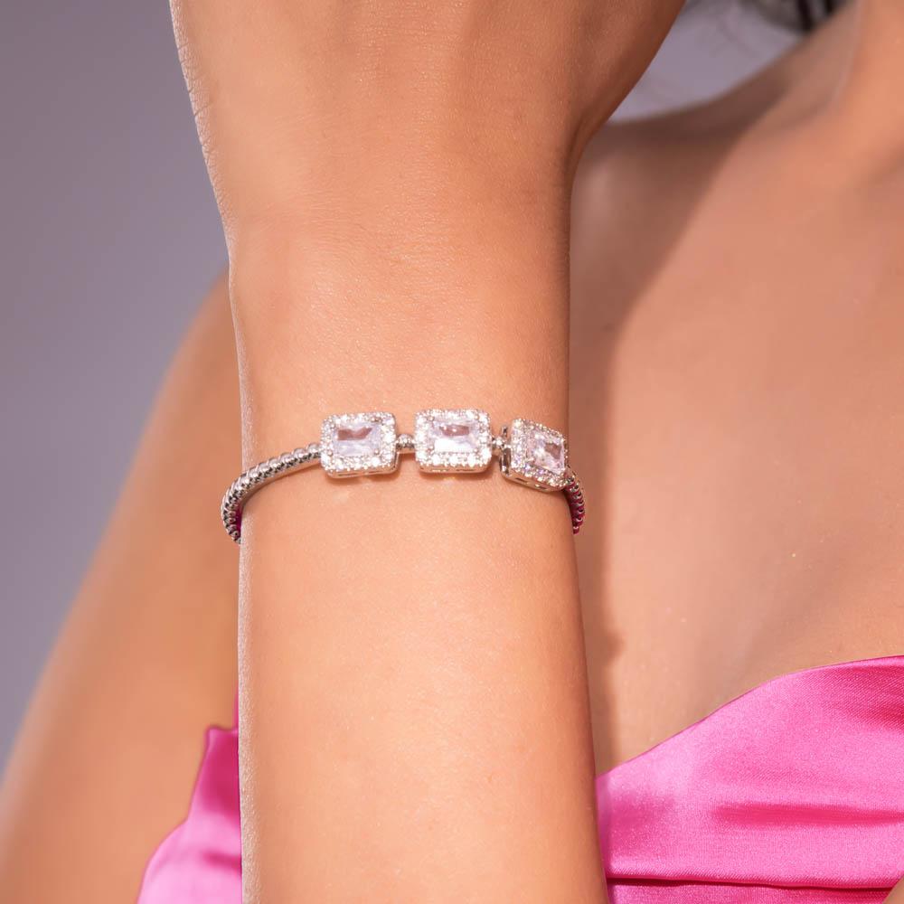 Prong Set Diamond Cuff Bangle Bracelet in 18k White Gold (3.50ct. tw.)