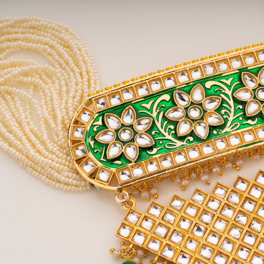 Taj Meenakari Pearl Necklace Set