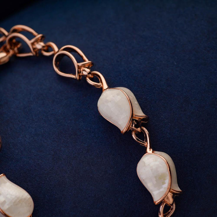 White Mother of Pearl Bracelet - Floral Jewelry - Officewear Jewellery -  Gift for Girl Friend - Varij Floral Bracelet by Blingvine
