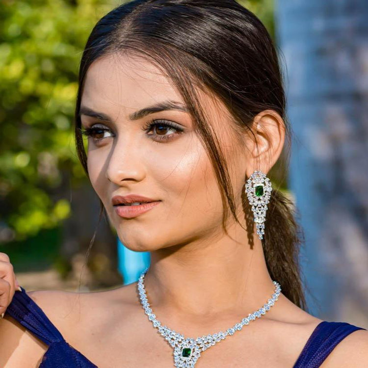 ethnic green american diamond traditional stud earrings at Rs 157  Pair in  Mumbai