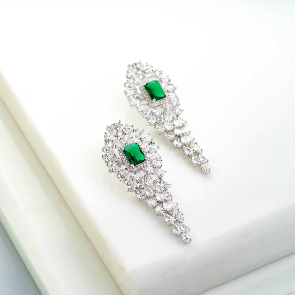 Cheap 1 Pair Gold Color Long Drop Flower Earrings Emerald Green Stone  Earrings Teardrop Cut Waterdrop Earrings Jewelry  Joom