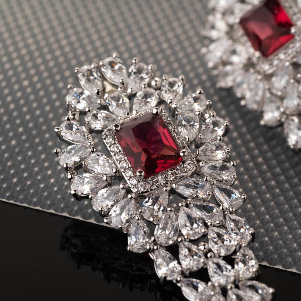 Victoria Ruby Red Crystal Earrings - BlingVine