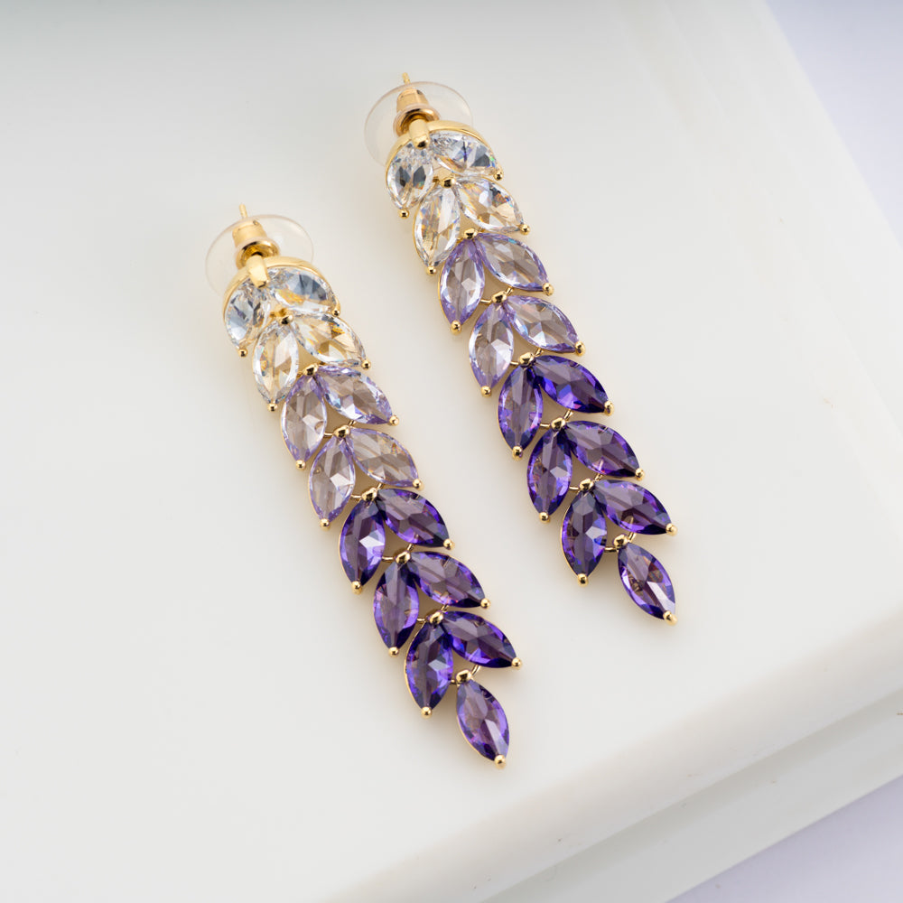 Violet Crystal Long Earrings – Blingvine