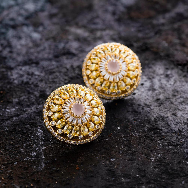 Buy 22k Gleaming Leaf CZ Gold Stud Earrings Online from Vaibhav Jewellers